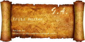 Iritz Aszter névjegykártya